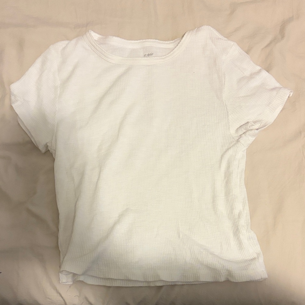White Ribbed T-Shirt